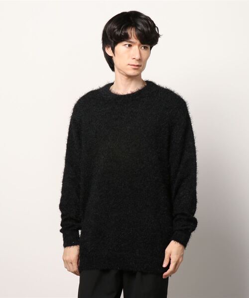 LUSOR（ルーソル）の「LUSOR（ルーソル）フェザーモール クルーネックニット（ニット/セーター・メンズ・ベージュ/ブラック/ホワイト/グレー・FREE）」の2枚目の写真