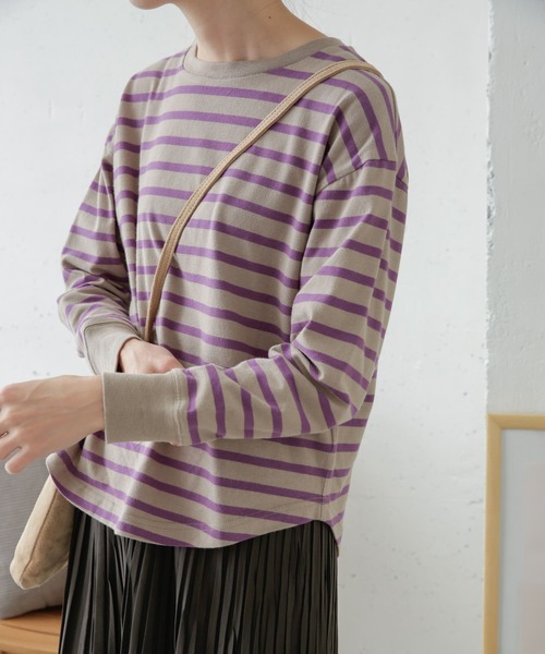 URBAN RESEARCH DOORS(アーバンリサーチドアーズ)の「起毛ボーダーカットソー(Tシャツ/カットソー・レディース・ブラック/ベージュ/モカ・ONE)」の3枚目の写真