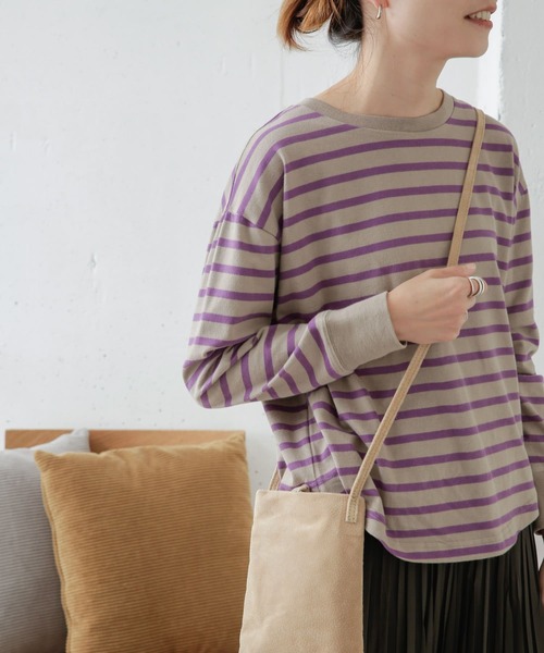 URBAN RESEARCH DOORS(アーバンリサーチドアーズ)の「起毛ボーダーカットソー(Tシャツ/カットソー・レディース・ブラック/ベージュ/モカ・ONE)」の5枚目の写真