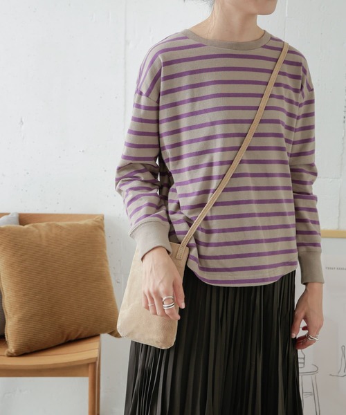 URBAN RESEARCH DOORS(アーバンリサーチドアーズ)の「起毛ボーダーカットソー(Tシャツ/カットソー・レディース・ブラック/ベージュ/モカ・ONE)」の6枚目の写真