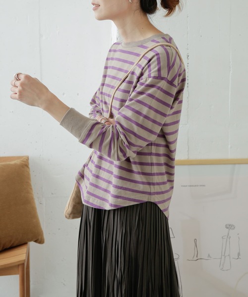 URBAN RESEARCH DOORS(アーバンリサーチドアーズ)の「起毛ボーダーカットソー(Tシャツ/カットソー・レディース・ブラック/ベージュ/モカ・ONE)」の7枚目の写真