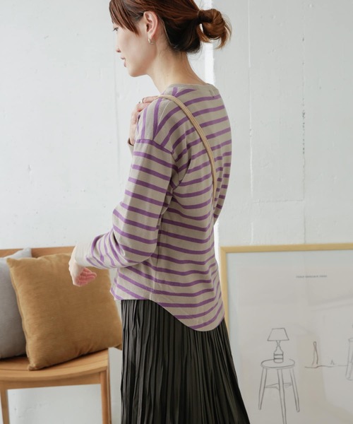 URBAN RESEARCH DOORS(アーバンリサーチドアーズ)の「起毛ボーダーカットソー(Tシャツ/カットソー・レディース・ブラック/ベージュ/モカ・ONE)」の8枚目の写真