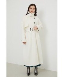 トレンチデザインラップウールコート