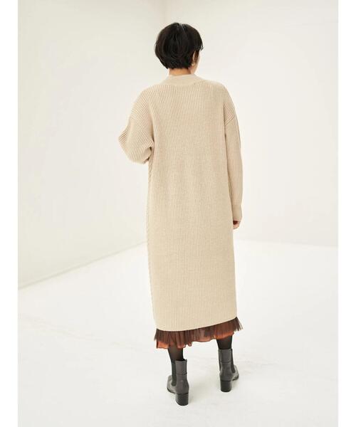 YECCA VECCA（イェッカヴェッカ）の「ボタン×ケーブル編みニットワンピース＊（ワンピース・レディース・ライトベージュ/ブラウン/ブルー系その他7・FREE）」の6枚目の写真