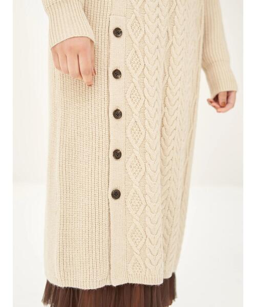 YECCA VECCA（イェッカヴェッカ）の「ボタン×ケーブル編みニットワンピース＊（ワンピース・レディース・ライトベージュ/ブラウン/ブルー系その他7・FREE）」の14枚目の写真
