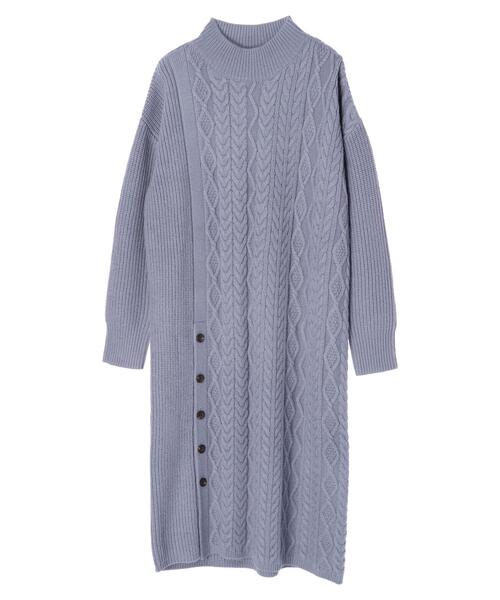 YECCA VECCA（イェッカヴェッカ）の「ボタン×ケーブル編みニットワンピース＊（ワンピース・レディース・ライトベージュ/ブラウン/ブルー系その他7・FREE）」の21枚目の写真