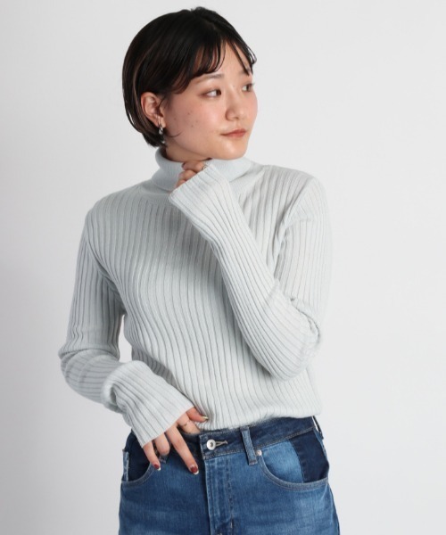 cepo（セポ）の「タートルニット（ニット/セーター・レディース・サックスブルー/グリーン/チャコール/グレー・M）」の2枚目の写真