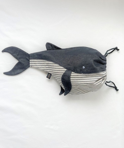 ペンケース くじらポーチ ドット柄ブルー系□クジラポーチ タグ付