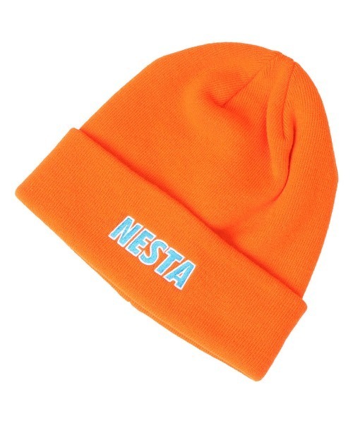NESTA BRAND(ネスタブランド)の「ビビッドカラーロゴワッチ(ニットキャップ/ビーニー・メンズ・オレンジ/ブルー・F)」の2枚目の写真
