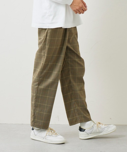 CPCM(シーピーシーエム)の「TRチェックイージーパンツ(スラックス・メンズ・ブラック/ベージュ/ネイビー/ブラウン・FREE)」の1枚目の写真