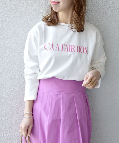SHIPS any（シップス エニィ）の「SHIPS any: Calisson ロゴ ロングスリーブ TEE（Tシャツ/カットソー・レディース・ネイビー/グレー/ピンク/ライトグリーン・ONE SIZE）」の4枚目の写真
