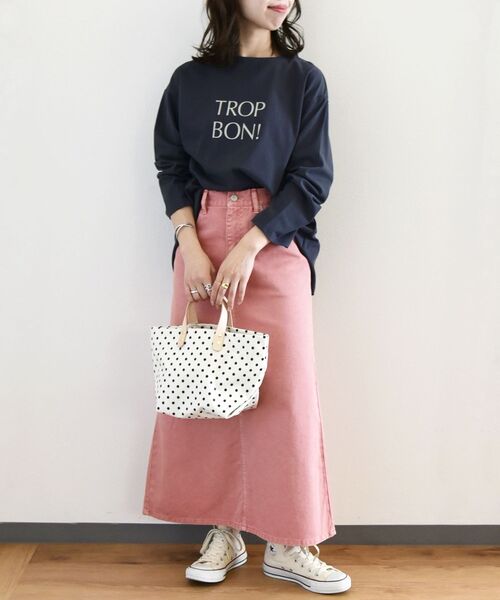 SHIPS any（シップス エニィ）の「SHIPS any: Calisson ロゴ ロングスリーブ TEE（Tシャツ/カットソー・レディース・ネイビー/グレー/ピンク/ライトグリーン・ONE SIZE）」の9枚目の写真