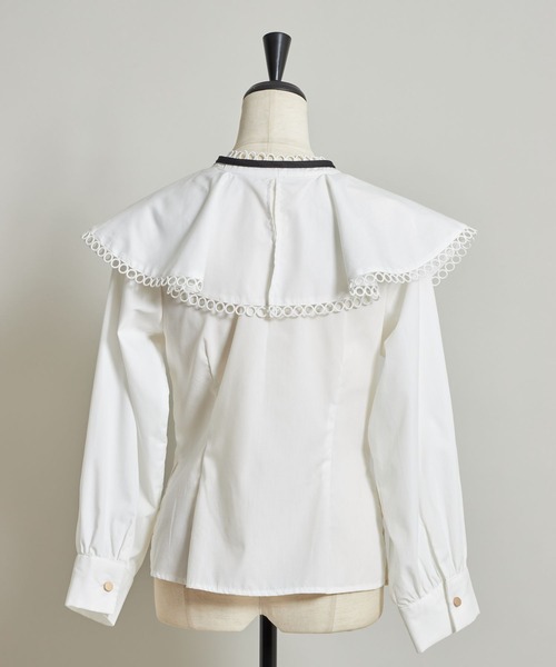 tocco closet（トッコ　クローゼット）の「リボン付きラッフルフリルブラウス（シャツ/ブラウス・レディース・オフホワイト/ブラック・M）」の18枚目の写真