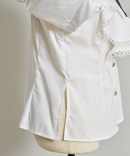 tocco closet（トッコ　クローゼット）の「リボン付きラッフルフリルブラウス（シャツ/ブラウス・レディース・オフホワイト/ブラック・M）」の8枚目の写真