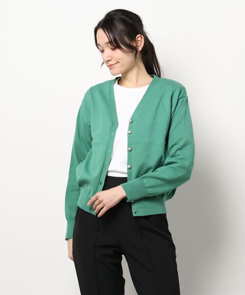 Te chichi（テチチ）の「Vネックカーディガン（カーディガン/ボレロ・レディース・ベージュ/ネイビー/ピンク/グリーン・ﾌﾘ-）」の7枚目の写真