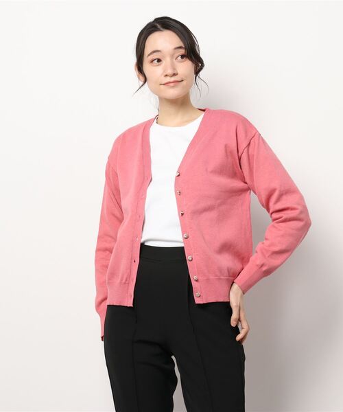 Te chichi（テチチ）の「Vネックカーディガン（カーディガン/ボレロ・レディース・ベージュ/ネイビー/ピンク/グリーン・ﾌﾘ-）」の9枚目の写真