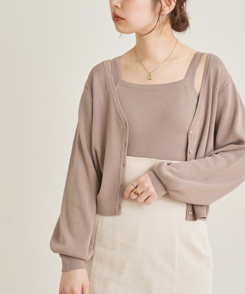 natural couture(ナチュラルクチュール)の「【WEB限定】組み合わせ次第でコーデの幅が広がる!深Vショート丈ニットアンサンブル(アンサンブル・レディース・アイボリー/ブラック/モカ/グリーン・FREE)」の3枚目の写真