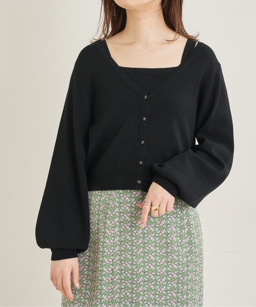 natural couture(ナチュラルクチュール)の「【WEB限定】組み合わせ次第でコーデの幅が広がる!深Vショート丈ニットアンサンブル(アンサンブル・レディース・アイボリー/ブラック/モカ/グリーン・FREE)」の20枚目の写真