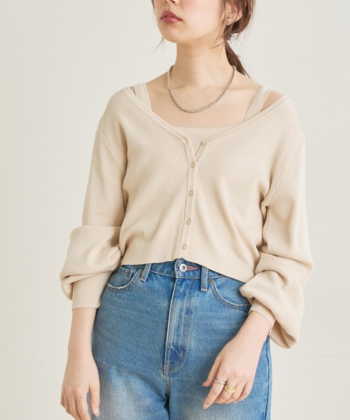 natural couture(ナチュラルクチュール)の「【WEB限定】組み合わせ次第でコーデの幅が広がる!深Vショート丈ニットアンサンブル(アンサンブル・レディース・アイボリー/ブラック/モカ/グリーン・FREE)」の7枚目の写真