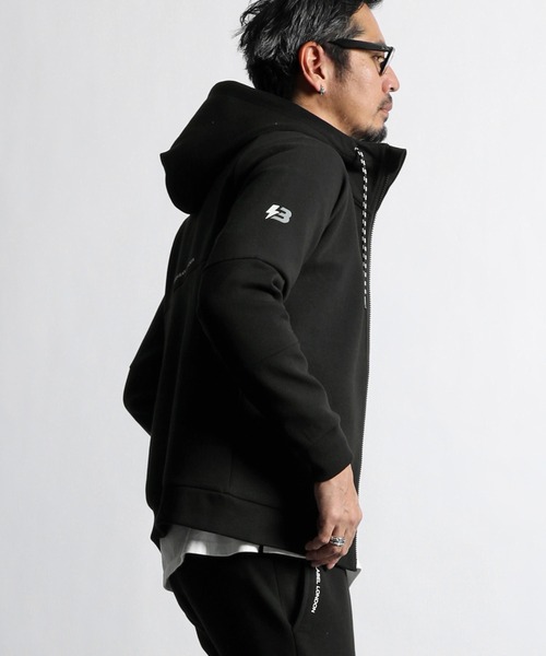 The DUFFER of ST.GEORGE（ザダファーオブセントジョージ）の「〔BLACK LABEL〕"SORONA" DK ZIP PARKA：セットアップ ダンボールニット フルジップパーカー（パーカー・メンズ・ブラック/グレー・SMALL/MEDIUM/LARGE/X-LARGE）」の9枚目の写真
