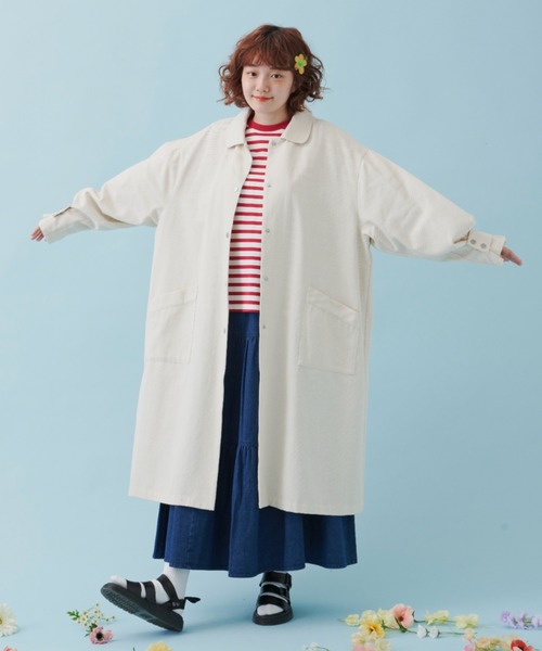 MERLOT（メルロー）の「ボリューム袖ステンカラーコート（ステンカラーコート・レディース・ナチュラル/チャコールグレー/カーキ・FREE）」の18枚目の写真