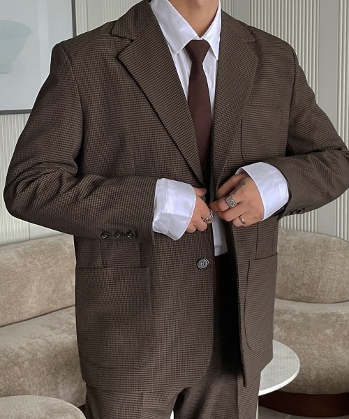 ASCLO（エジュクロ）の「ASCLO  Newtro Blazer（テーラードジャケット・メンズ・ブラック/ベージュ/チェック・MEDIUM/LARGE）」の9枚目の写真