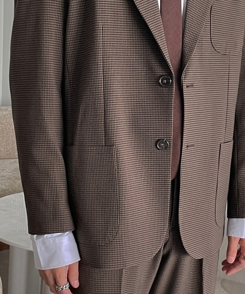 ASCLO（エジュクロ）の「ASCLO  Newtro Blazer（テーラードジャケット・メンズ・ブラック/ベージュ/チェック・MEDIUM/LARGE）」の4枚目の写真