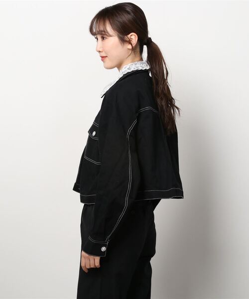 WC（ダブル シー）の「ビジューボタンジャケット（デニムジャケット・レディース・ブラック/インディゴブルー・FREE）」の5枚目の写真