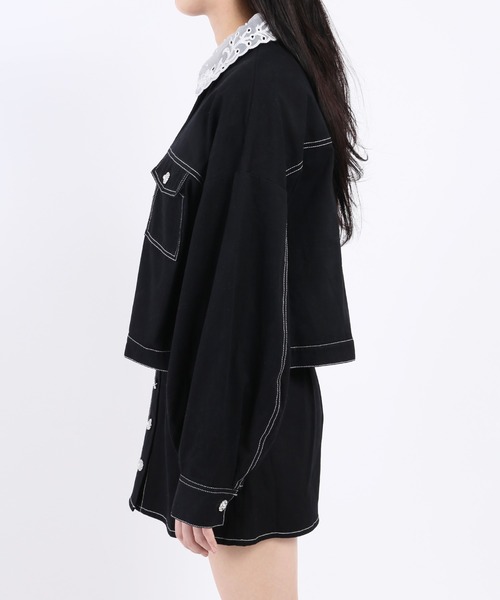 WC（ダブル シー）の「ビジューボタンジャケット（デニムジャケット・レディース・ブラック/インディゴブルー・FREE）」の9枚目の写真