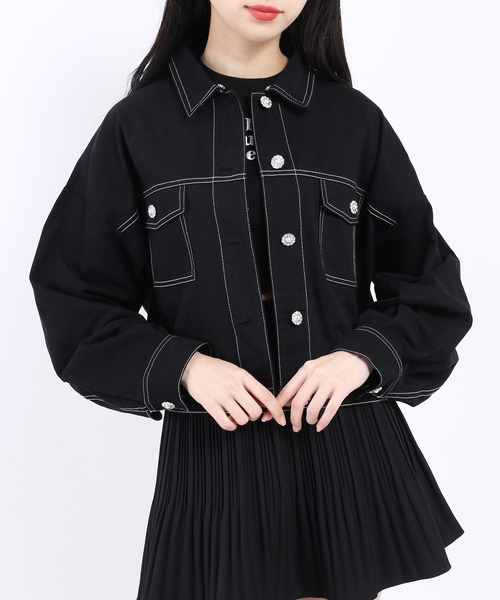 WC（ダブル シー）の「ビジューボタンジャケット（デニムジャケット・レディース・ブラック/インディゴブルー・FREE）」の7枚目の写真