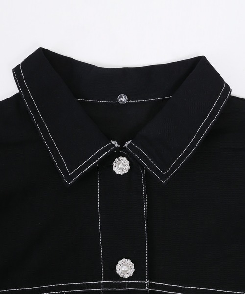 WC（ダブル シー）の「ビジューボタンジャケット（デニムジャケット・レディース・ブラック/インディゴブルー・FREE）」の15枚目の写真