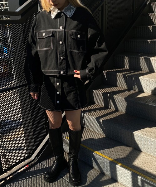 WC（ダブル シー）の「ビジューボタンジャケット（デニムジャケット・レディース・ブラック/インディゴブルー・FREE）」の18枚目の写真