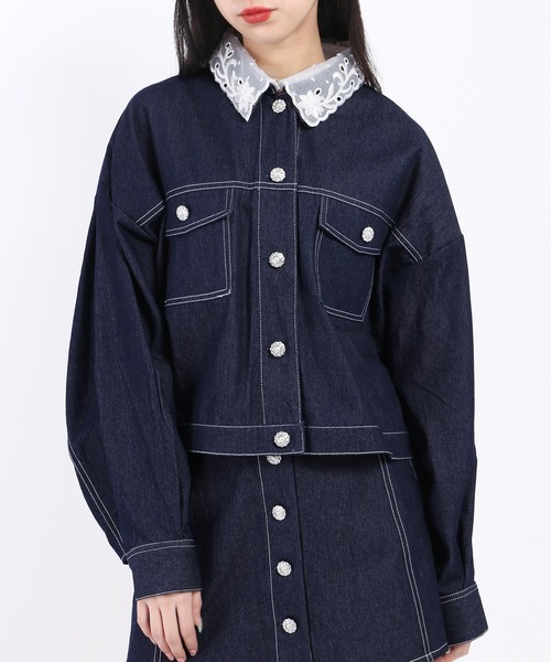WC（ダブル シー）の「ビジューボタンジャケット（デニムジャケット・レディース・ブラック/インディゴブルー・FREE）」の21枚目の写真