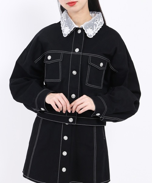 WC（ダブル シー）の「ビジューボタンジャケット（デニムジャケット・レディース・ブラック/インディゴブルー・FREE）」の22枚目の写真