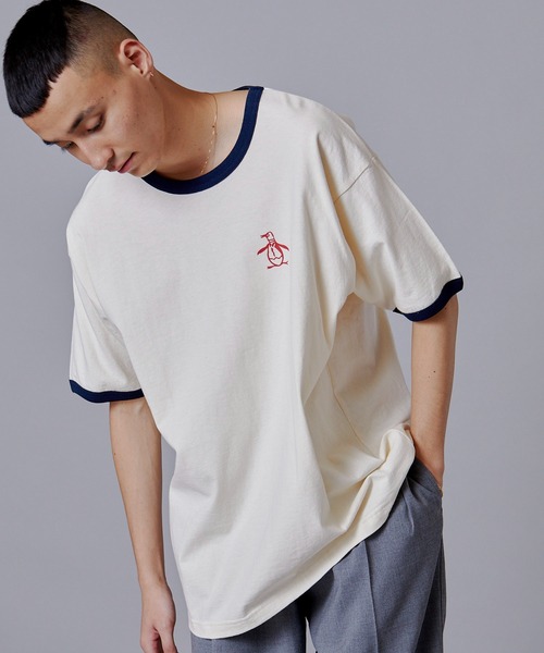 penguin BY MUNSINGWEAR(ペンギン バイ マンシングウェア)の「ペンギン バイ マンシングウェア リンガーTシャツ メンズ ユニセックス ウェア スポーツウェア ゴルフ(Tシャツ/カットソー・メンズ・ホワイト/ネイビー/グリーン・S/M/L/XL)」の2枚目の写真
