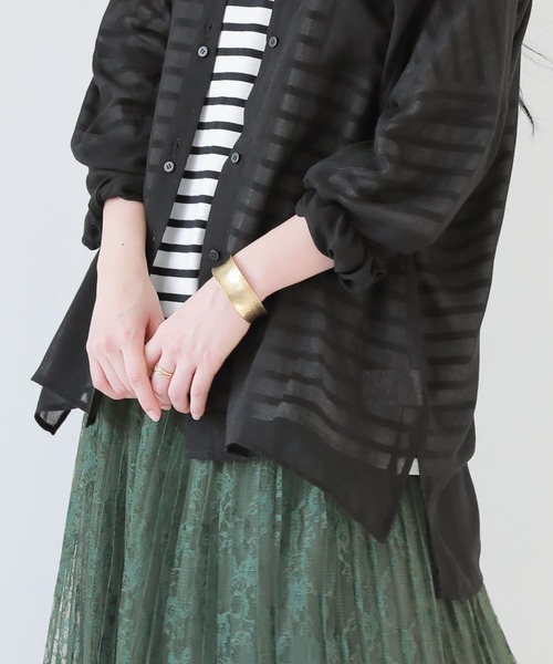 osharewalker（オシャレウォーカー）の「【廃盤】『バンドカラーボイルシアーシャツ』（シャツ/ブラウス・レディース・ブラック/カーキ/ライトベージュ・FREE）」の8枚目の写真