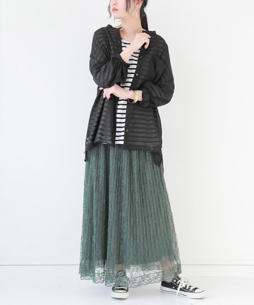 osharewalker（オシャレウォーカー）の「【廃盤】『バンドカラーボイルシアーシャツ』（シャツ/ブラウス・レディース・ブラック/カーキ/ライトベージュ・FREE）」の9枚目の写真