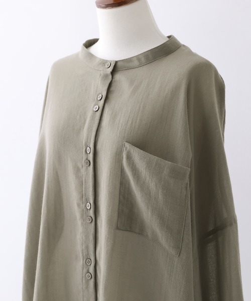 osharewalker（オシャレウォーカー）の「【廃盤】『バンドカラーボイルシアーシャツ』（シャツ/ブラウス・レディース・ブラック/カーキ/ライトベージュ・FREE）」の13枚目の写真