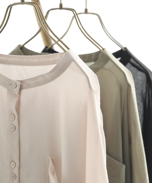 osharewalker（オシャレウォーカー）の「【廃盤】『バンドカラーボイルシアーシャツ』（シャツ/ブラウス・レディース・ブラック/カーキ/ライトベージュ・FREE）」の17枚目の写真