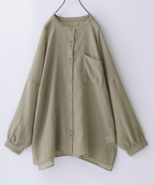 osharewalker（オシャレウォーカー）の「【廃盤】『バンドカラーボイルシアーシャツ』（シャツ/ブラウス・レディース・ブラック/カーキ/ライトベージュ・FREE）」の19枚目の写真