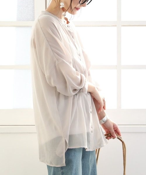 osharewalker（オシャレウォーカー）の「【廃盤】『バンドカラーボイルシアーシャツ』（シャツ/ブラウス・レディース・ブラック/カーキ/ライトベージュ・FREE）」の22枚目の写真