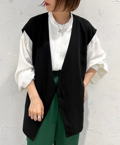 apres jour mignon（アプレジュールミニョン）の「スリットノーカラージレ【ZOZOTOWN限定アイテム】（ベスト・レディース・ベージュ/ブラック/ダークブラウン・X-LARGE/フリー）」の6枚目の写真