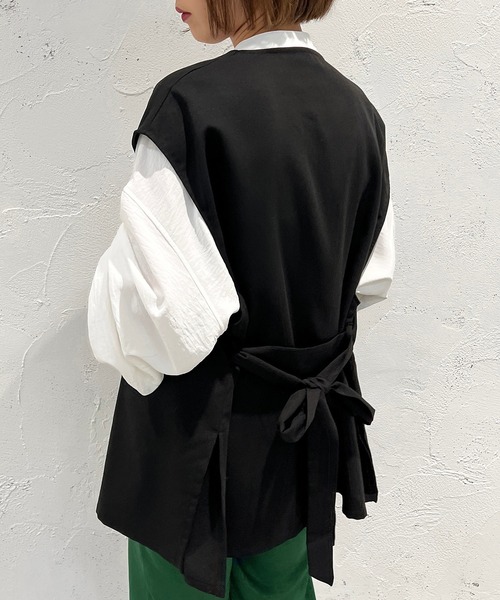 apres jour mignon（アプレジュールミニョン）の「スリットノーカラージレ【ZOZOTOWN限定アイテム】（ベスト・レディース・ベージュ/ブラック/ダークブラウン・X-LARGE/フリー）」の7枚目の写真