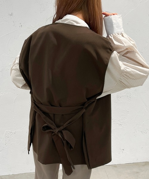 apres jour mignon（アプレジュールミニョン）の「スリットノーカラージレ【ZOZOTOWN限定アイテム】（ベスト・レディース・ベージュ/ブラック/ダークブラウン・X-LARGE/フリー）」の13枚目の写真