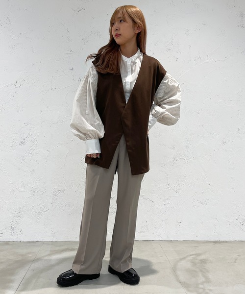apres jour mignon（アプレジュールミニョン）の「スリットノーカラージレ【ZOZOTOWN限定アイテム】（ベスト・レディース・ベージュ/ブラック/ダークブラウン・X-LARGE/フリー）」の14枚目の写真
