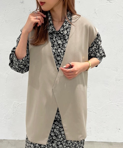 apres jour mignon（アプレジュールミニョン）の「スリットノーカラージレ【ZOZOTOWN限定アイテム】（ベスト・レディース・ベージュ/ブラック/ダークブラウン・X-LARGE/フリー）」の18枚目の写真
