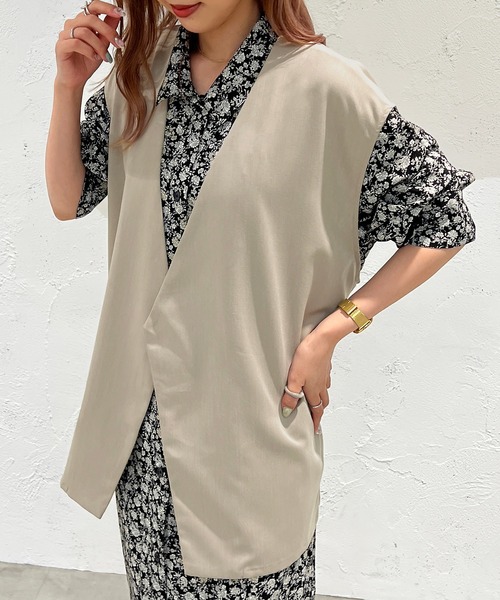 apres jour mignon（アプレジュールミニョン）の「スリットノーカラージレ【ZOZOTOWN限定アイテム】（ベスト・レディース・ベージュ/ブラック/ダークブラウン・X-LARGE/フリー）」の19枚目の写真