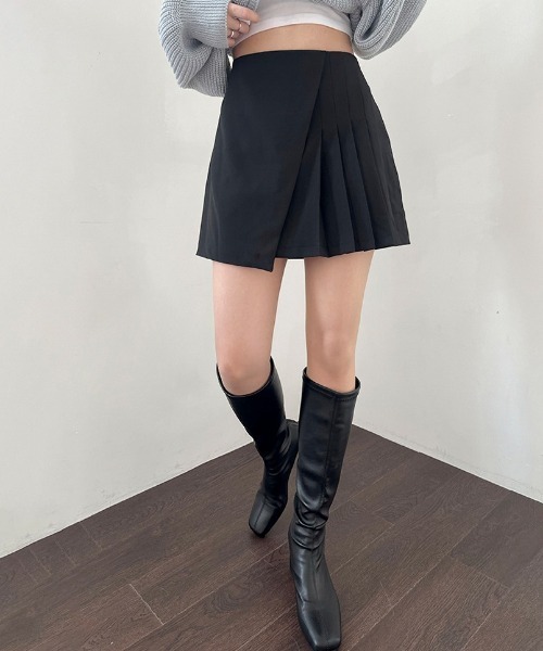 BEIDELLI（ベイデリー）の「[BELLIDE MADE] ウエストゴムアンバランステニススカート（スカート・レディース・チャコールグレー/ブラック/ベージュ・FREE）」の2枚目の写真