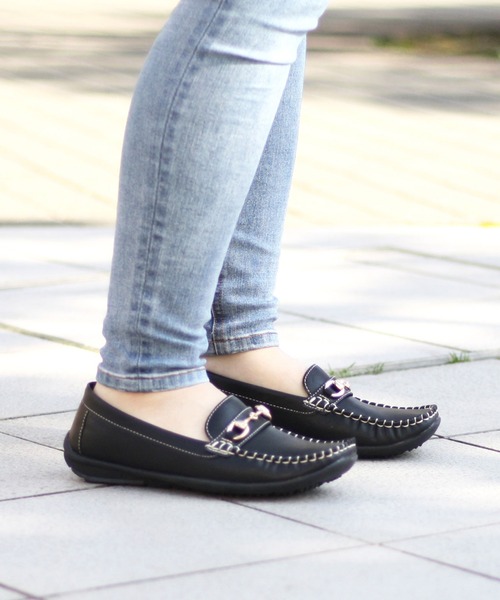 atmos pink（アトモスピンク）の「スクエアトゥ　ビットモカシン　ローファー husky（ローファー・レディース・ホワイト/ブラック/ベージュ/ネイビー・LL/M/L/S）」の2枚目の写真