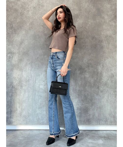 gyda sideripped デニム ジェイダ GYDA SIDERIPPEDスキニーデニムパンツ （ブルー） -靴